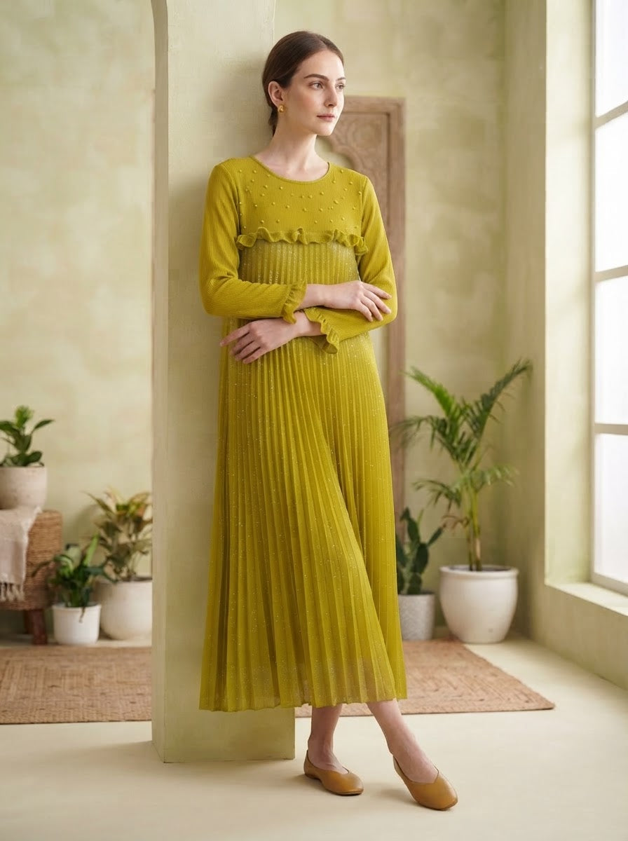 Pearl Pleated Dress