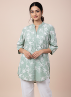 Pastel Aqua Embroidered Button-Down