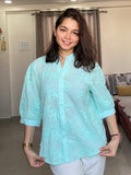Aqua Bloom Mulmul Shirt