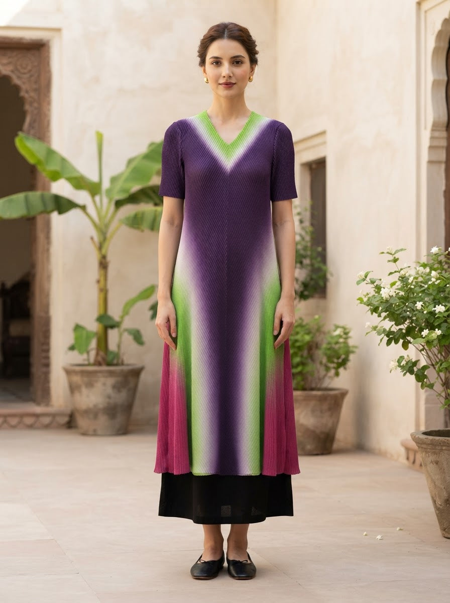 Abstract Pleated Dress