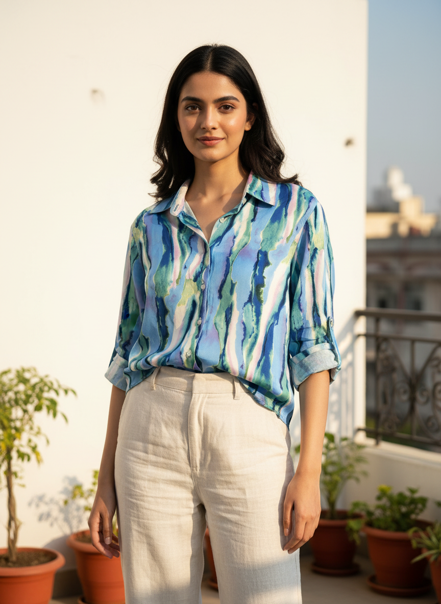 Cascade Satin Crepe Shirt