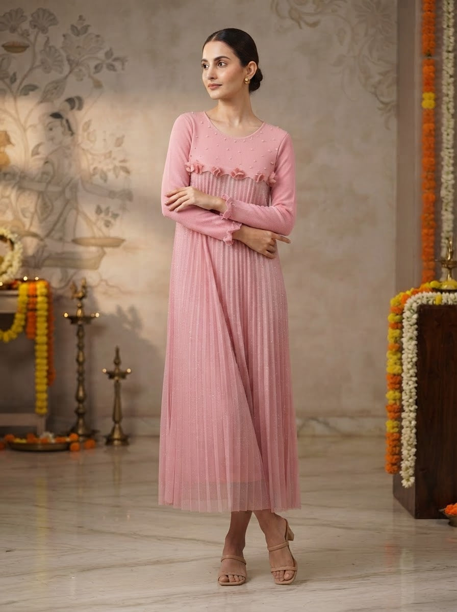 Pearl Pleated Dress