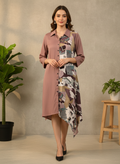 Asymmetric Abstract Shirt Dress