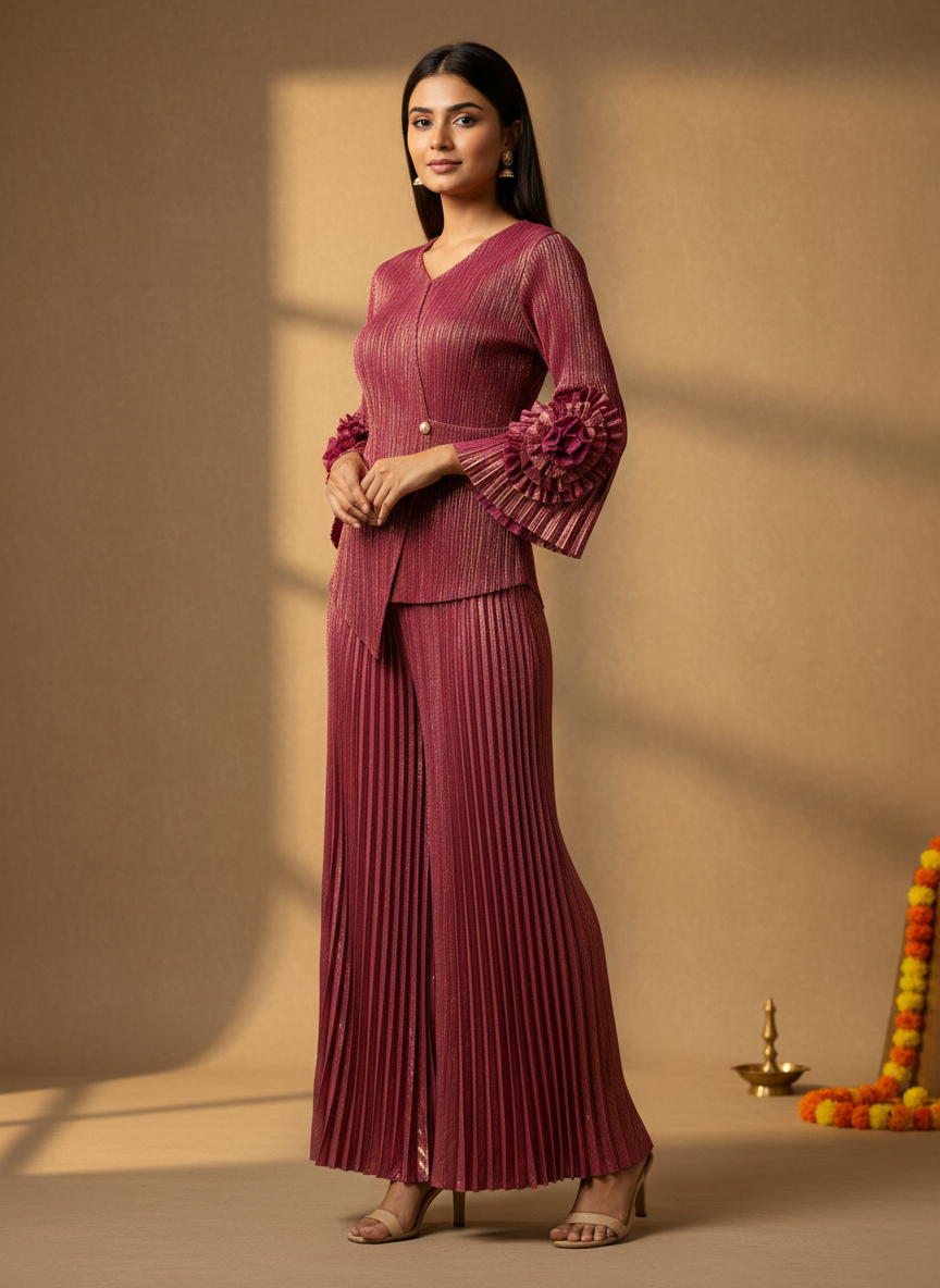 Irene Metallic Co-ord Set- Pink