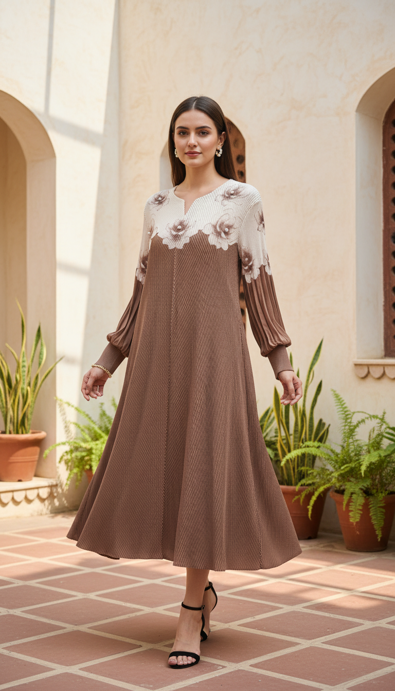 The Aurora Floral Pleated Midi Dress