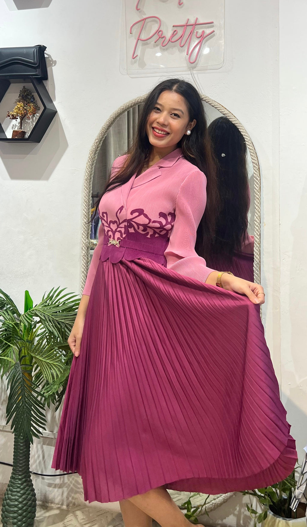 The Pleated Lapel Dress