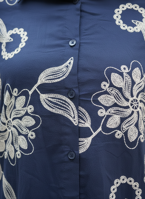 Amethyst Floral Embroidered Shirt