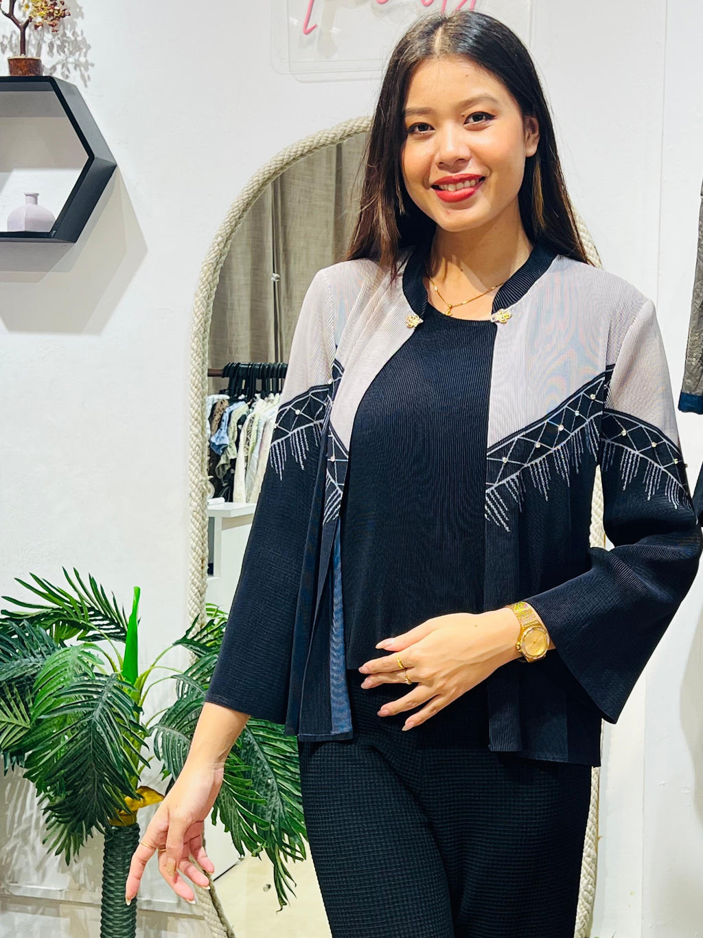 Elara Pleated Overlay Top