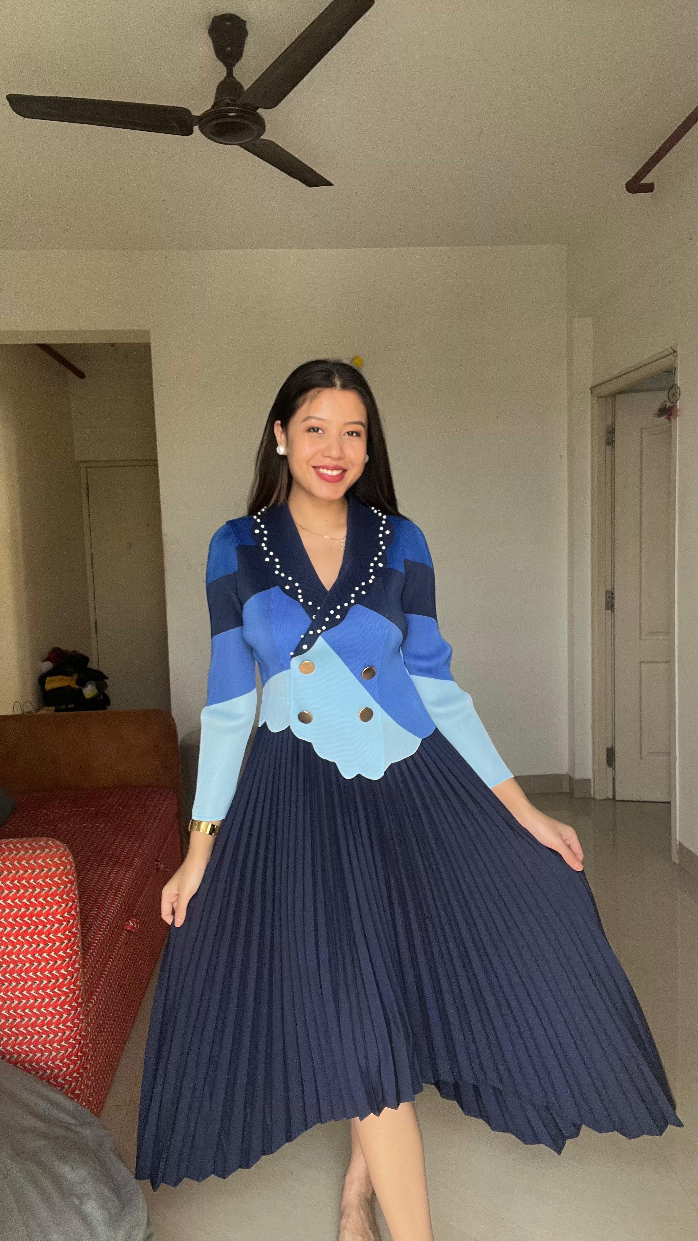 ELYSIA Pearl Pleated Dress