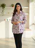 Lavender Bloom Pleated Shirt