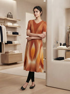 Abstract Pleated Dress