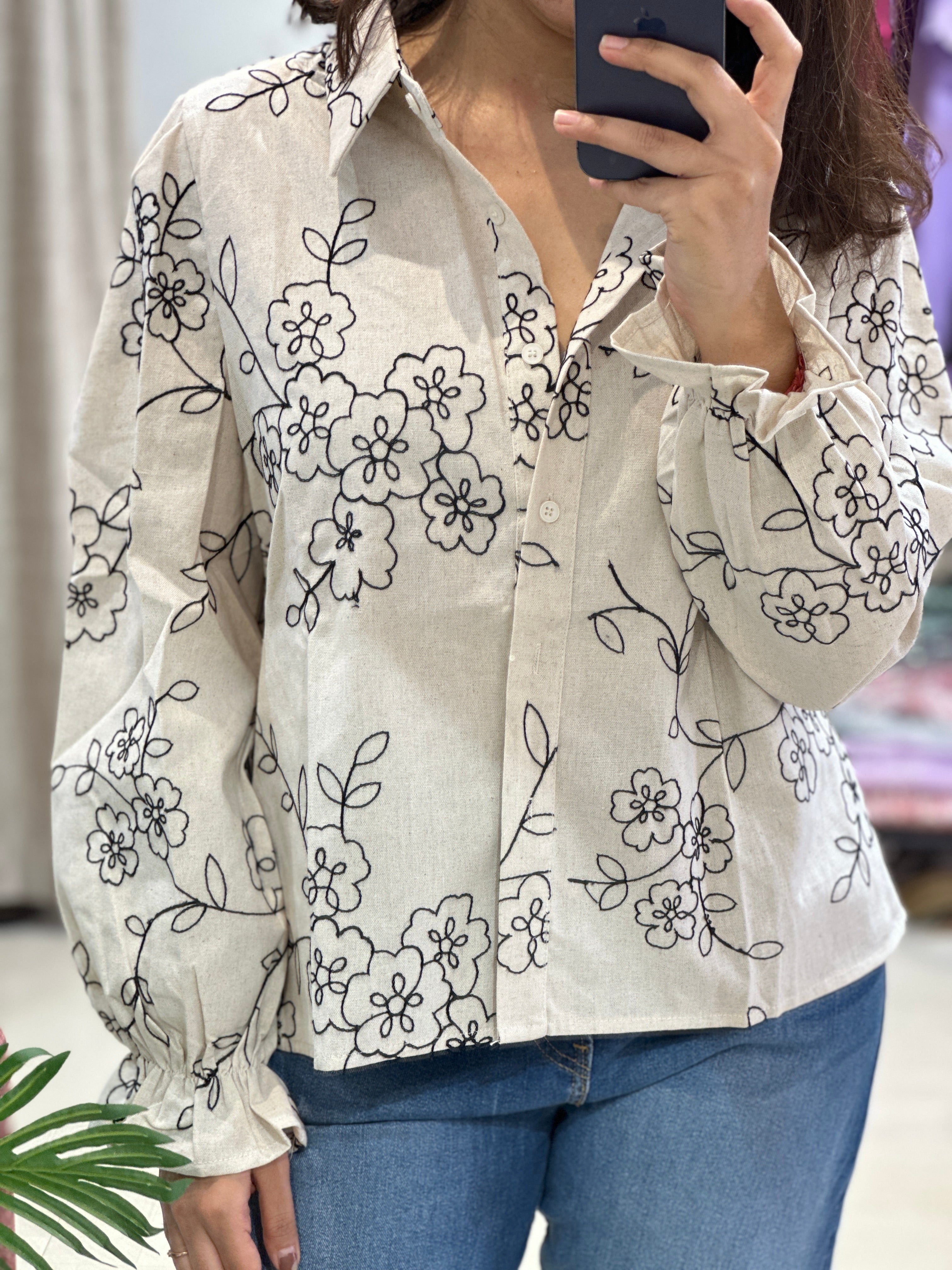 Linen Khadi Shirt- Ivory