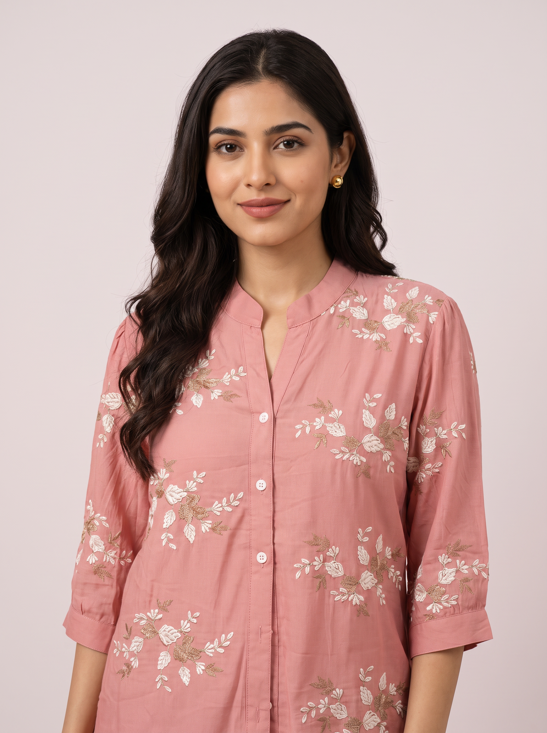 Crepe Embroidered Shirt