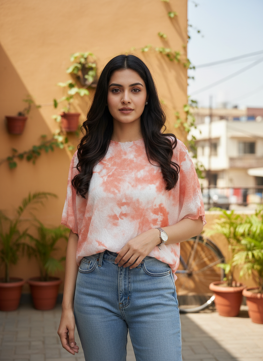 Tie-dye Textured Top