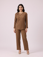Mocha Pleated Set