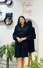 Noir Pleated Charm Dress