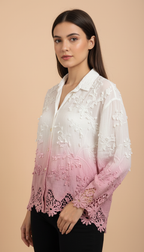 Amethyst Glow Ombré Lace Shirt