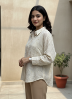 Vanilla Bloom Embroidered Button-Down