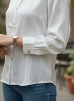 Metallic Pinstripe Button-Down Shirt