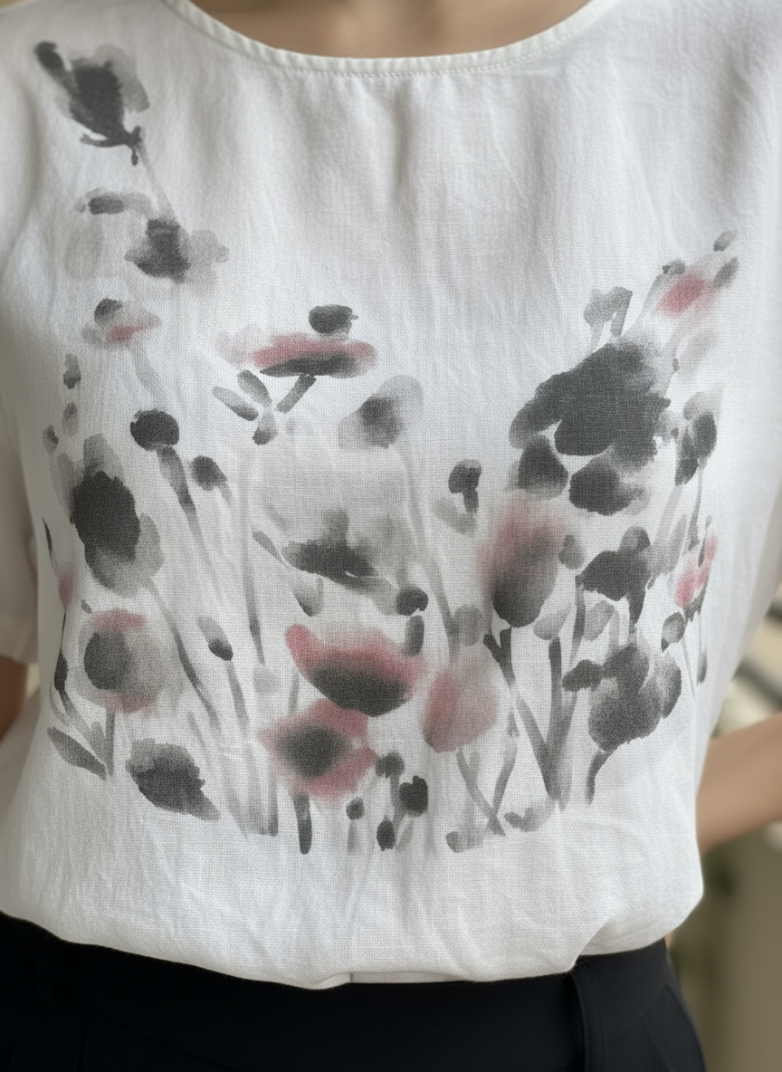 Blurred Poppy Abstract Blouse