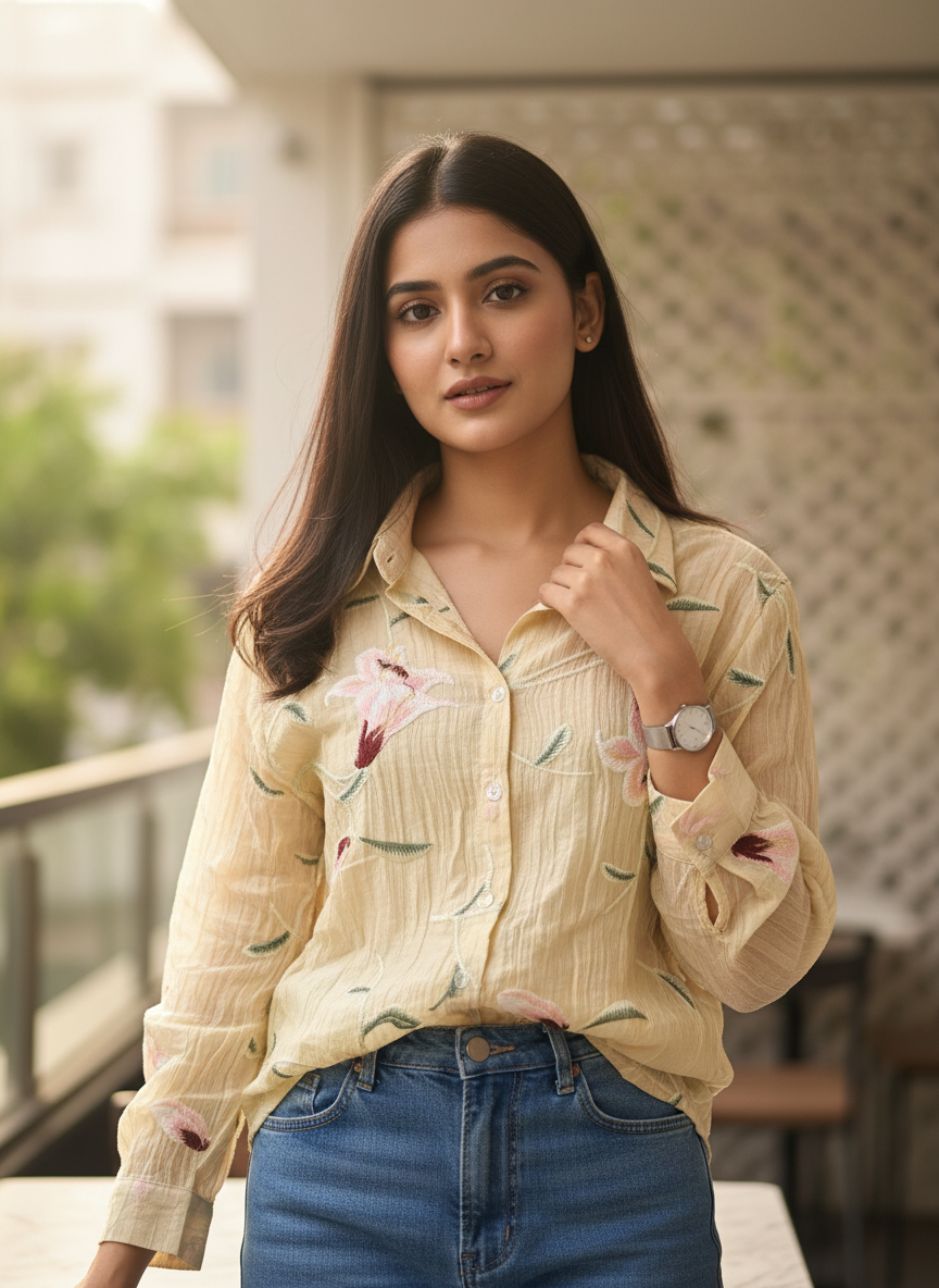 Floral Embroidered shirt