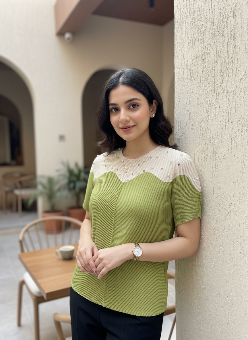 Aurora Pearl Pleat Blouse