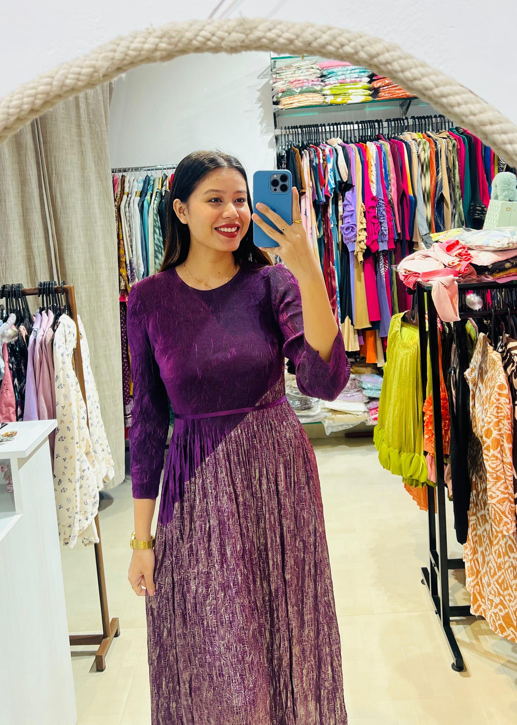 The Midnight Iris Pleated Midi