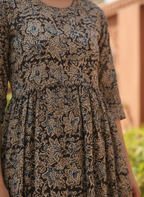 Mocha Ajrakh-Print Gathered Midi