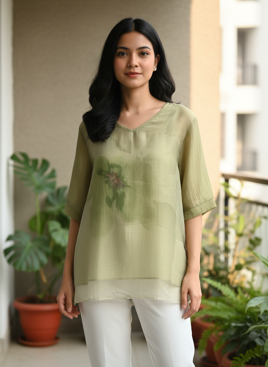 The Serene Sage Chanderi Tunic