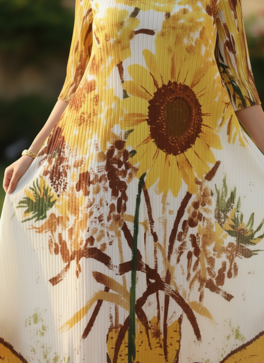 Sunflower Pleated Dress