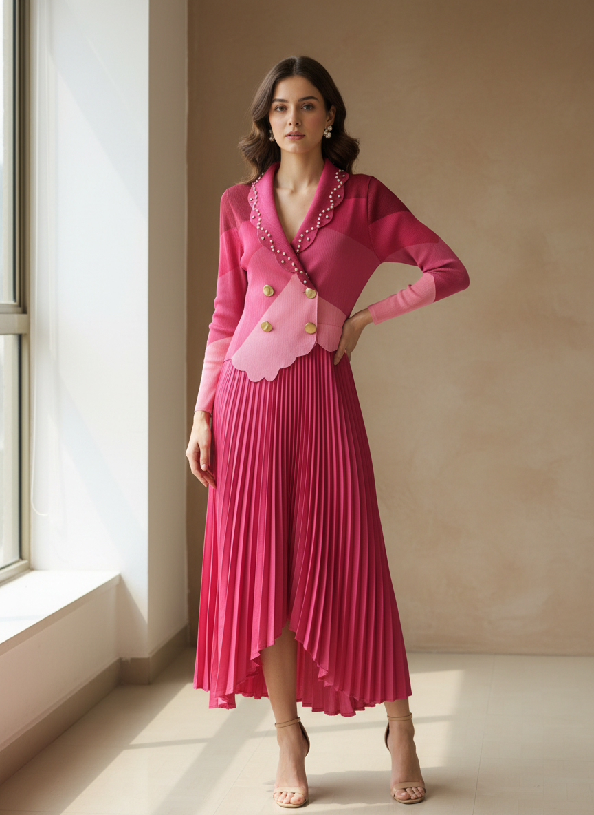 ELYSIA Pearl Pleated Dress