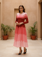 Rose Ripple Pleated Midi Dress