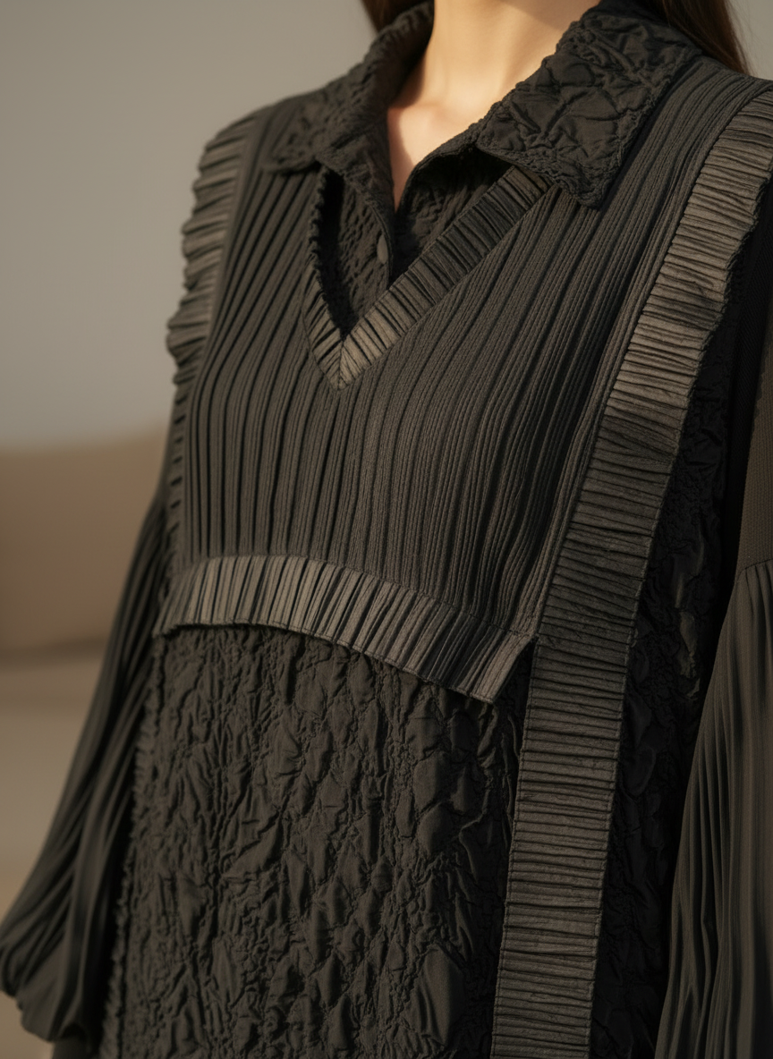 Noir Pleated Charm Dress