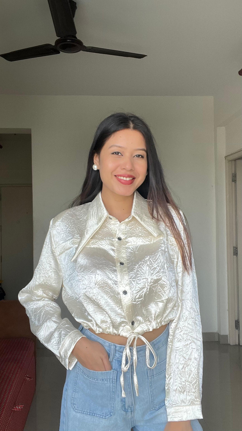 Retro-Glow Pointed Collar Shirt