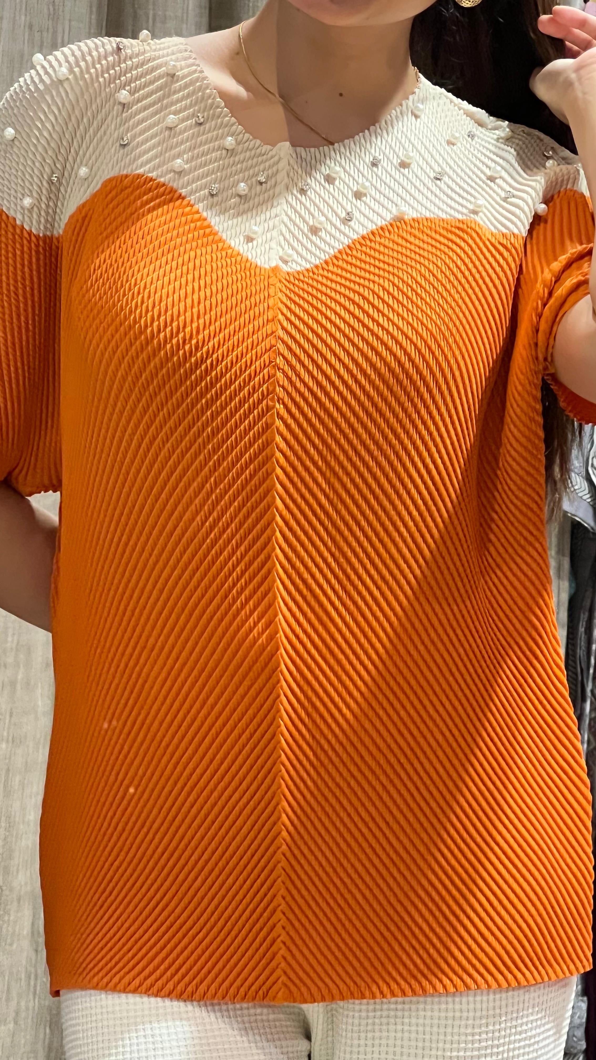 Aurora Pearl Pleat Blouse