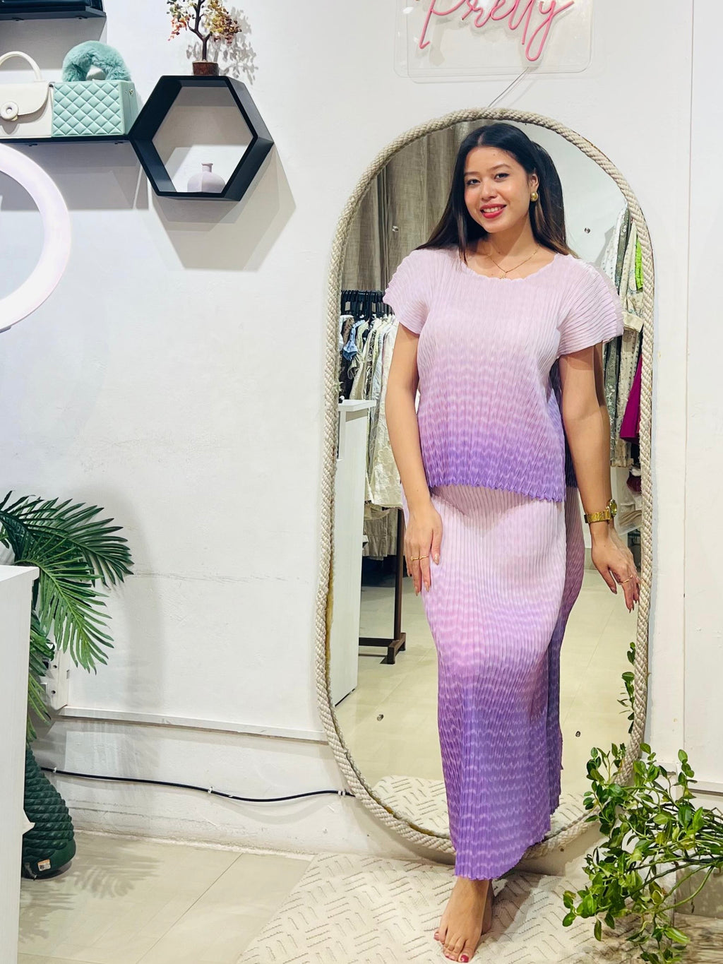 The Violet Haze Ombre Pleated Set