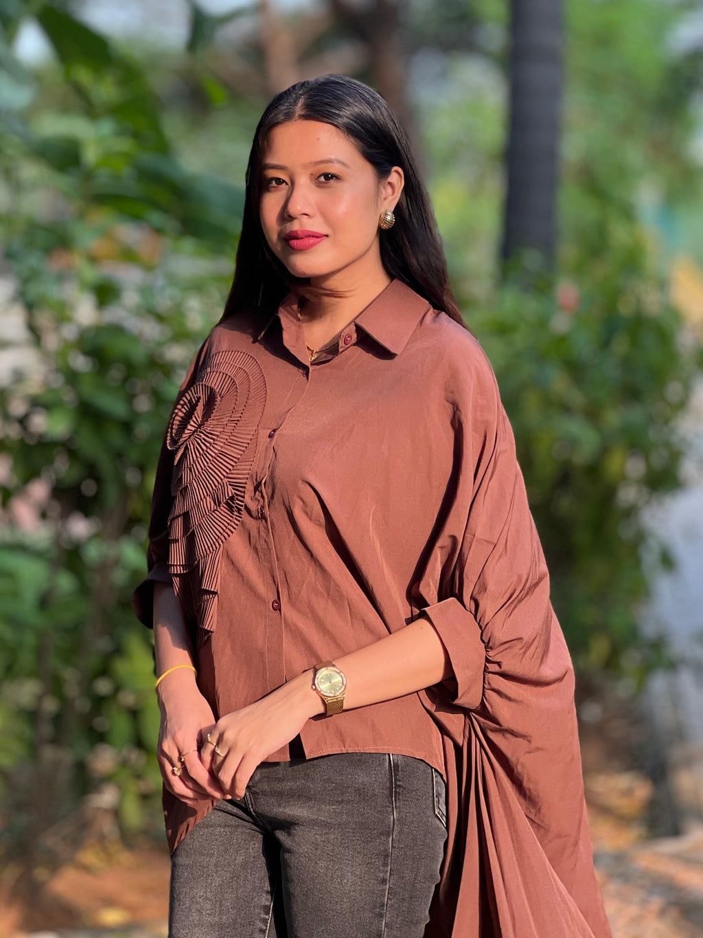 Avant-Garde High-Low Blouse