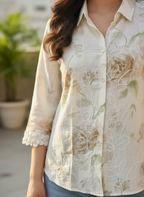 Floral linen Silk shirt
