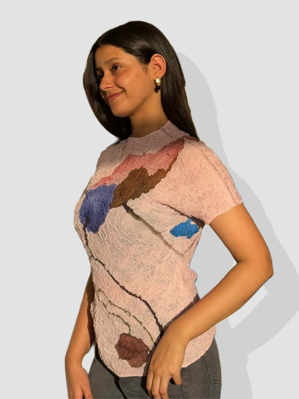 Cherry Printed Top- Peach