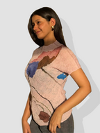 Cherry Printed Top- Peach