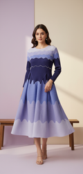 Lilac Ripple Pleated Midi Dress