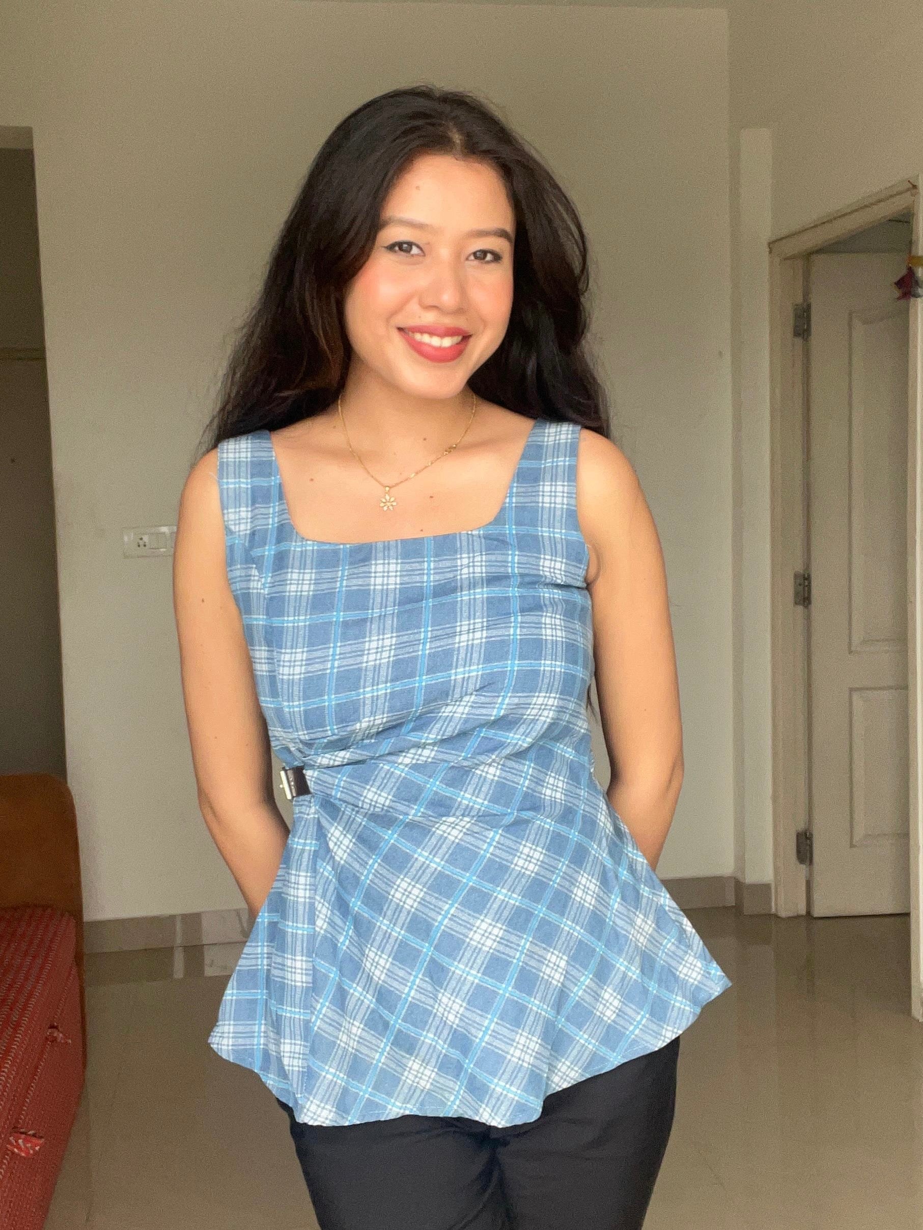 Mocha Paisley Peplum Top