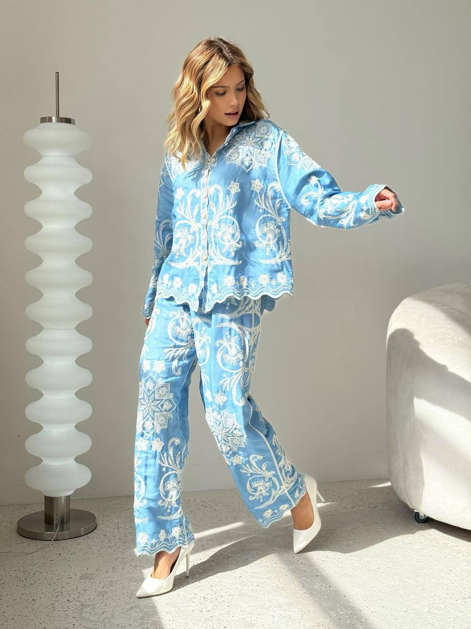 Esaa Threadwork Linen Silk Coord