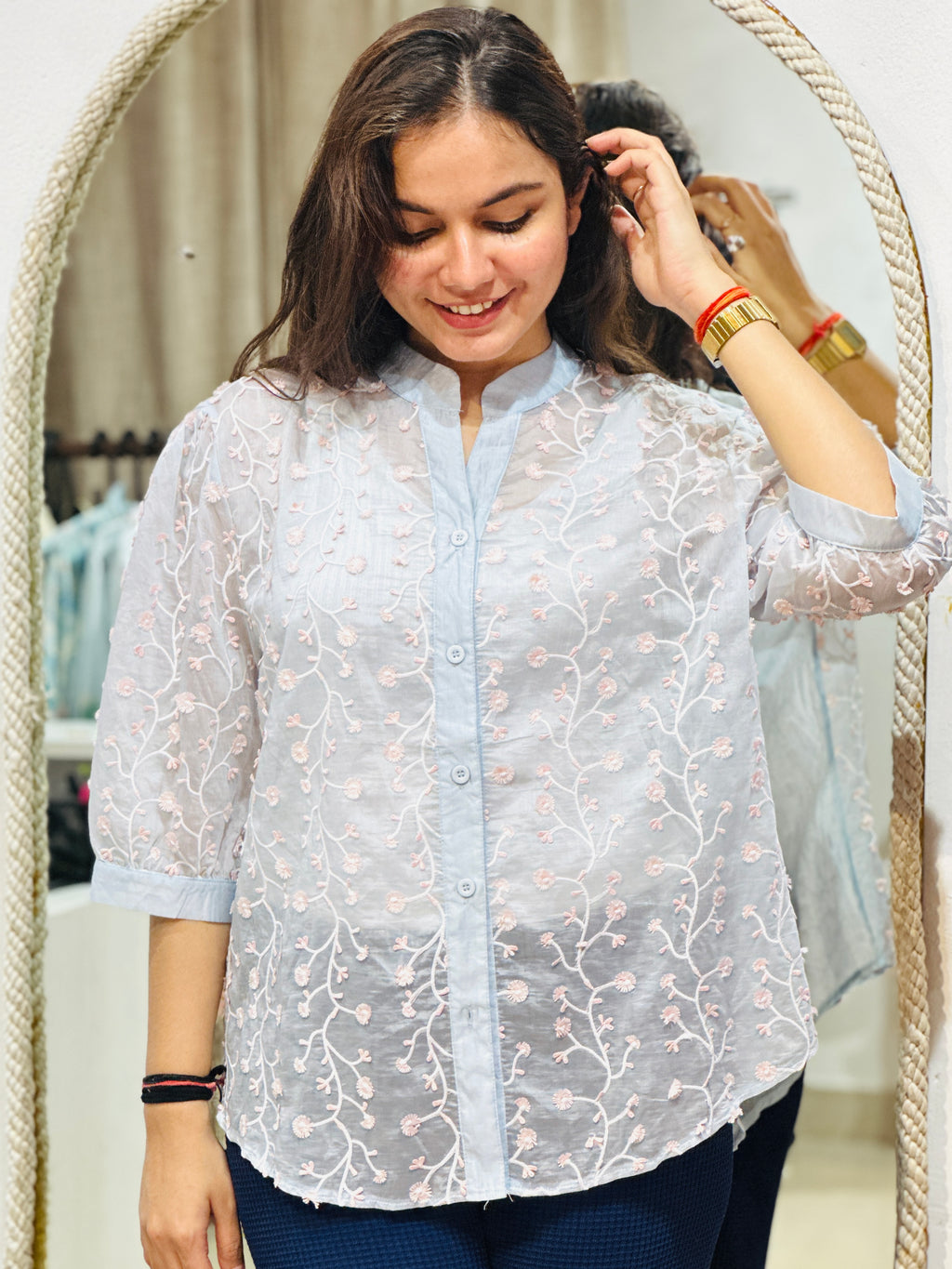 The Azure Vine Sheer Shirt