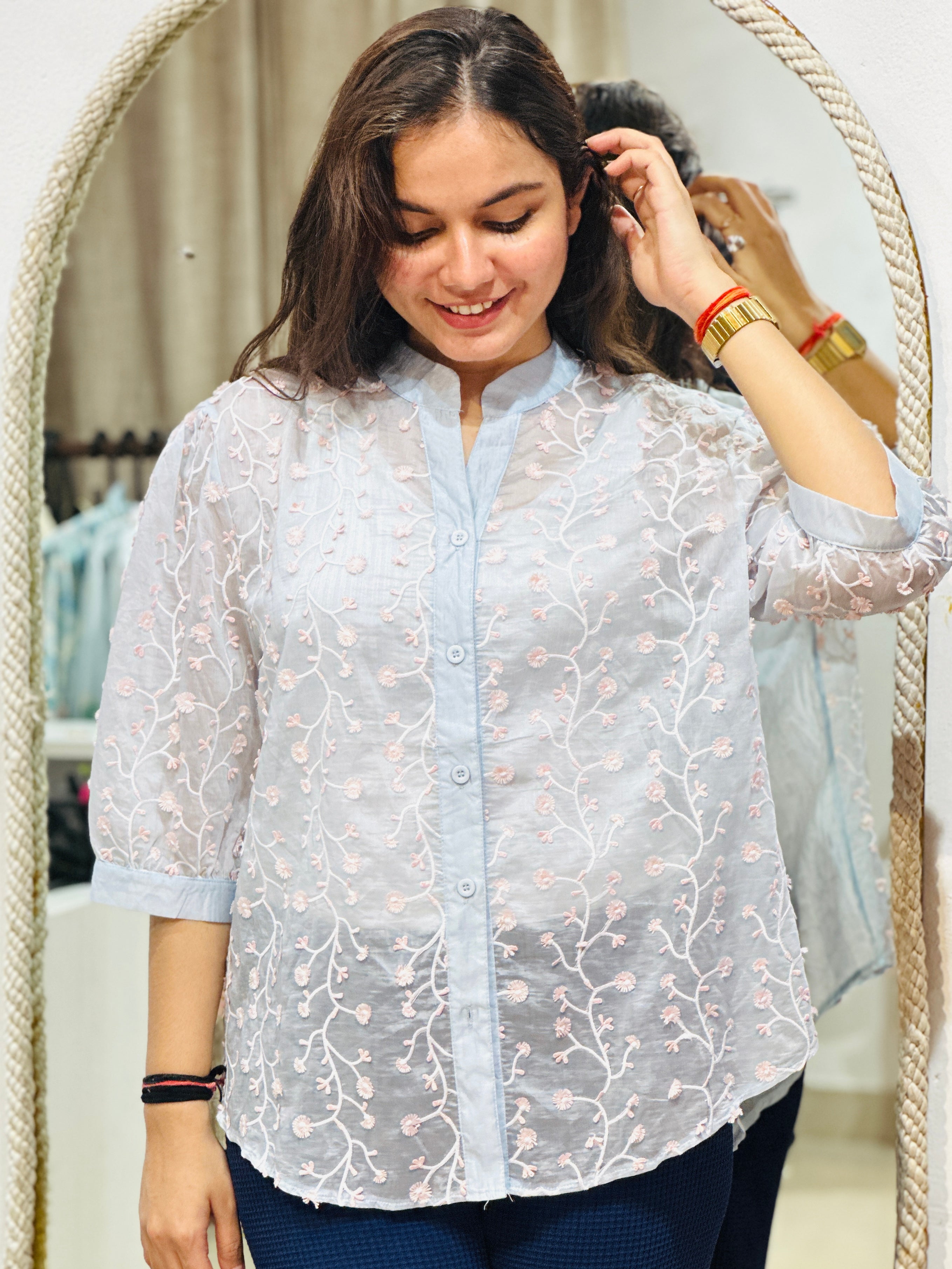 The Azure Vine Sheer Shirt