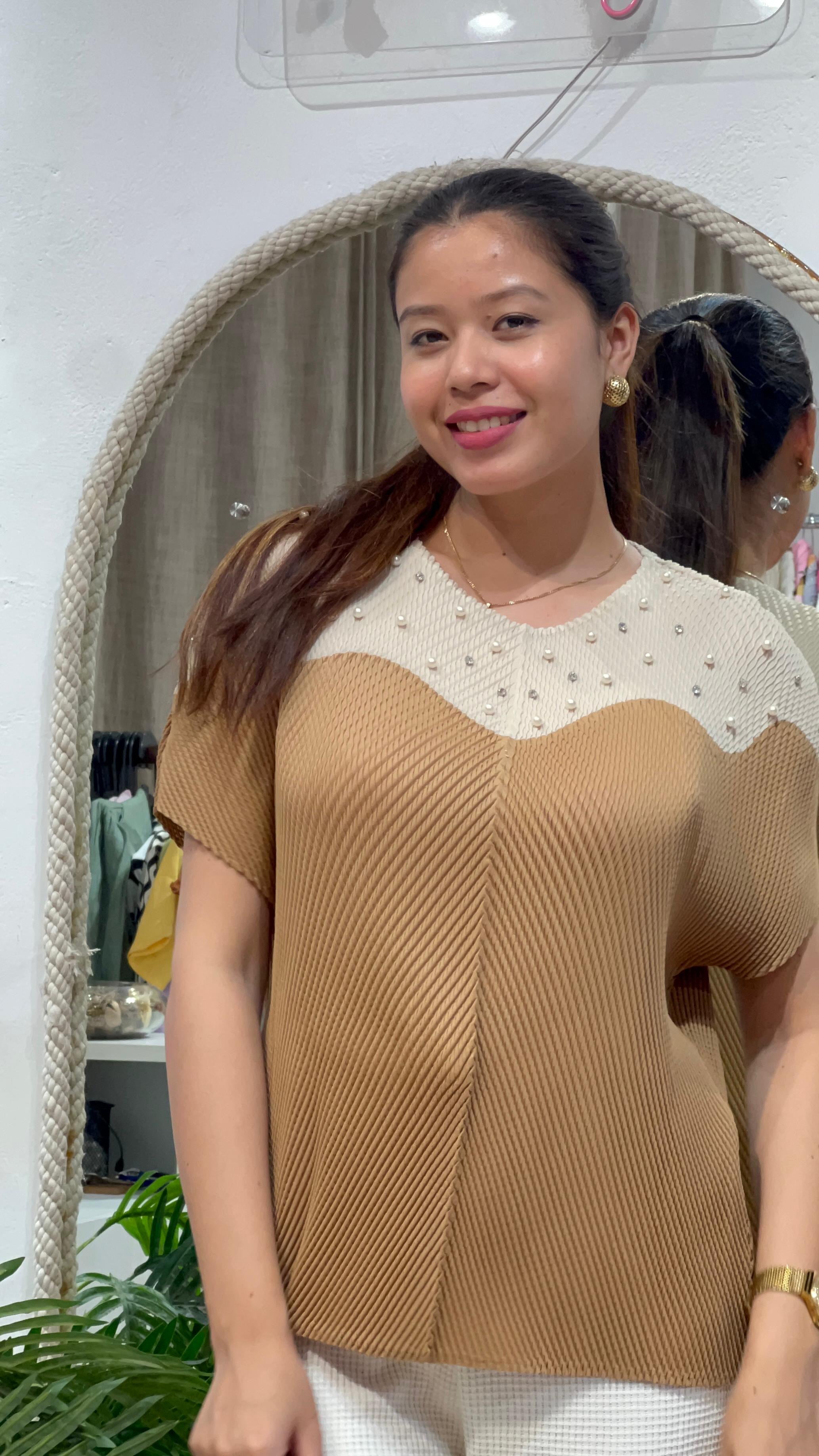 Aurora Pearl Pleat Blouse