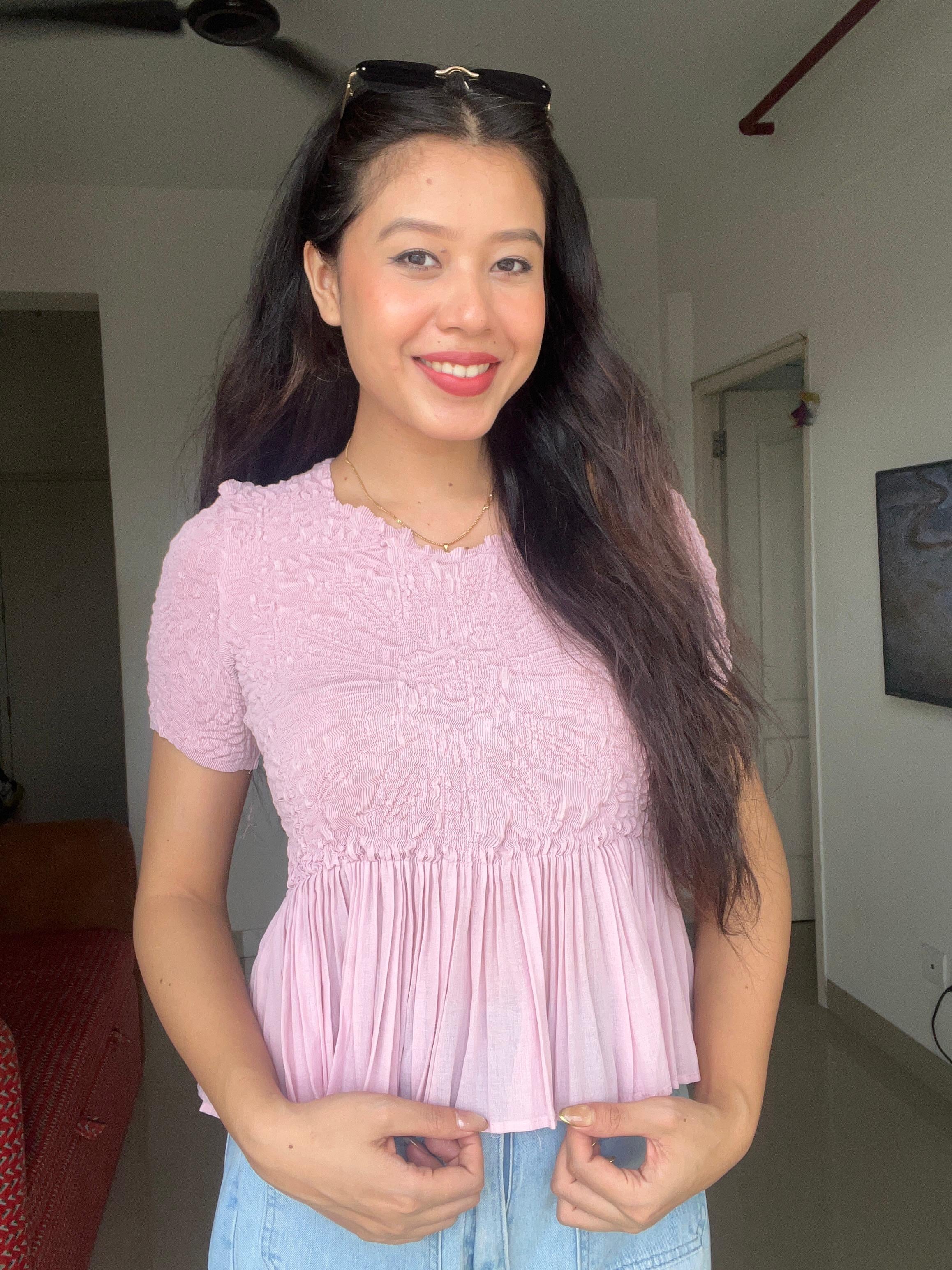 Sunlit Pleated Peplum Top