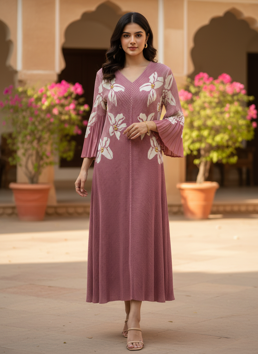 Floral pleated dress