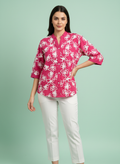 Fuschia Embroidered Button-Down