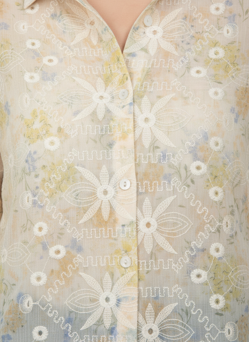 Pastel Sheer Button-Down